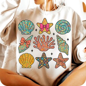 Floral Seashell Clipart PNG: Summer Beach Design (Digital Download)