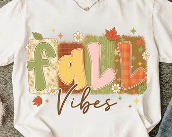 Fall Vibes PNG: Autumn Leaves & Pumpkin Sublimation (Digital Download File)