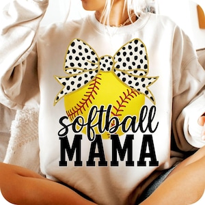 Retro Softball Mama PNG: Coquette Bow, Preppy Mom Shirt Design (Digital Download