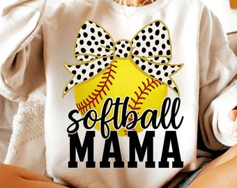 Retro Softball Mama PNG: Coquette Bow, Preppy Mom Shirt Design (Digital Download