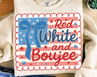 Red White & Boujee Coquette PNG: Retro 4th of July Sublimation (Digital Download)