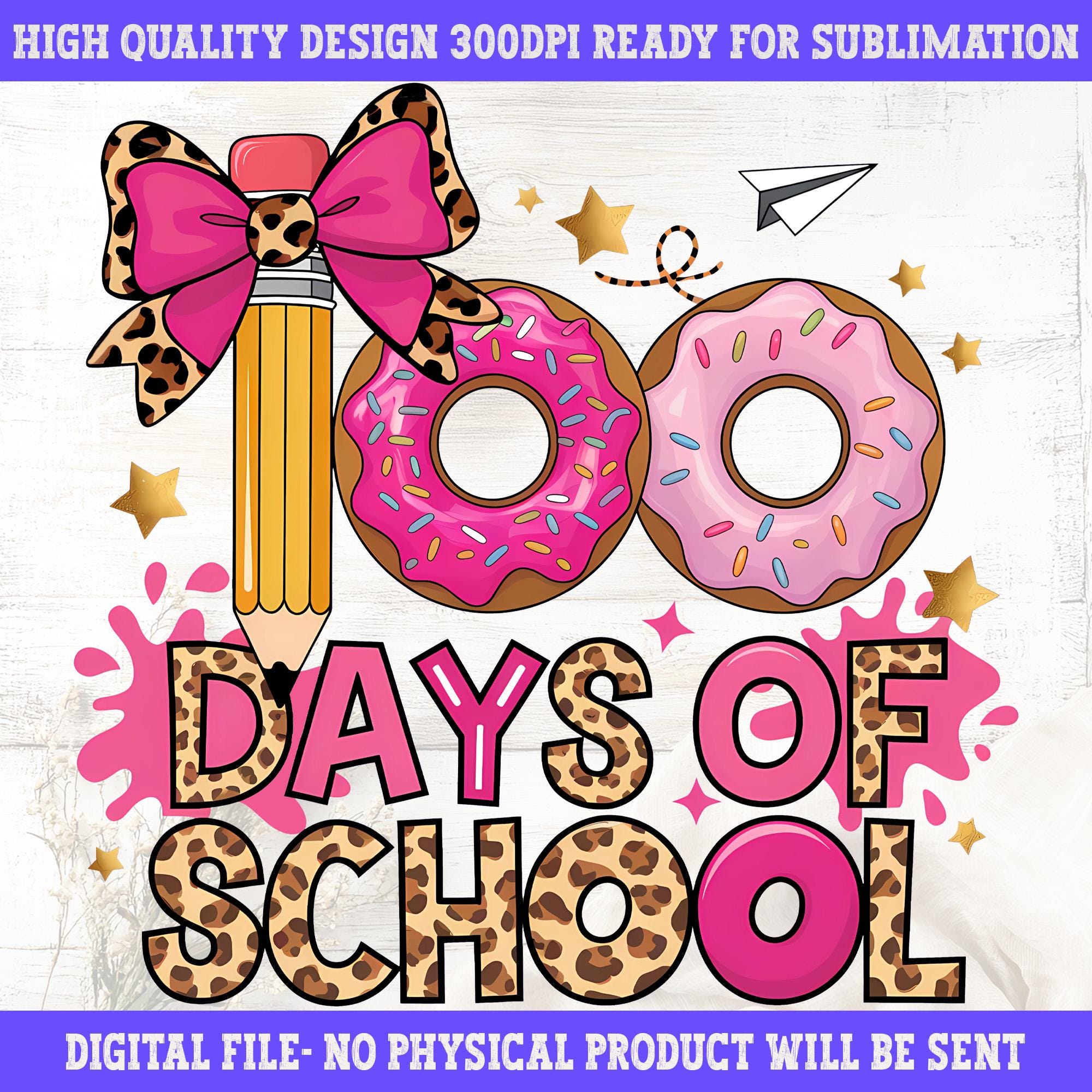100 Days of School Png, 100 Days of School Donut Leopard Print PNG, Little Miss Png, 100 Days Smarter png, Teacher Png, School Png for Girls