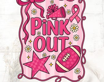 Pink Out Football PNG: Brustkrebsbewusstseinsschleife Design (Digitaler Download