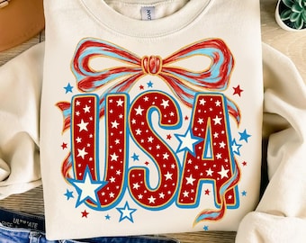 USA Coquette Bow PNG: Patriotic 4th of July Sublimation (Digital Download)