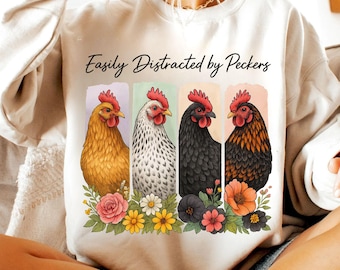 Funny Chicken Mama PNG: Floral Farm Life Humor (Digital Download)
