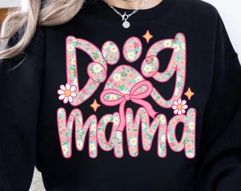 Mamá Perro PNG: Estampado Floral, Lazos Coquetos (Descarga Digital)