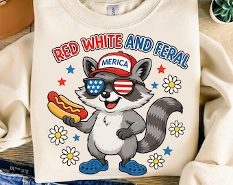 Feral Raccoon 4th of July PNG: Funny Hot Dog Design (Digital Download)