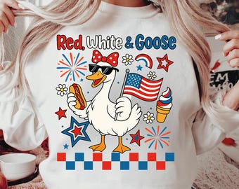 Patriotisk gås PNG: Retro 4 juli Clipart (digital nedladdning)