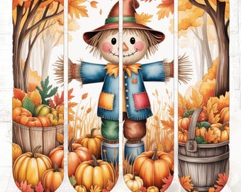 Watercolor Pumpkin Scarecrow PNG: Fall Vibes Sublimation Design (Digital Download)