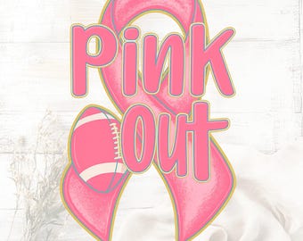 Pink Out Football PNG: Brustkrebsbewusstsein, kokettes Schleifendesign (Digitaler Download)