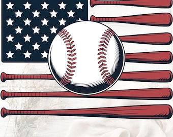 Retro American Flag Baseball PNG: Patriotic 4th of July Sublimation (Digital Download)