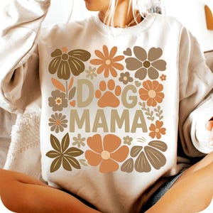 Retro Floral Dog Mama PNG: Boho Paw Print Clipart (Digital Download)