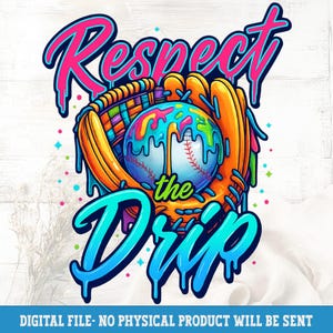 Baseball Drip PNG: Retro Game Day Sublimation Design (Digital Download