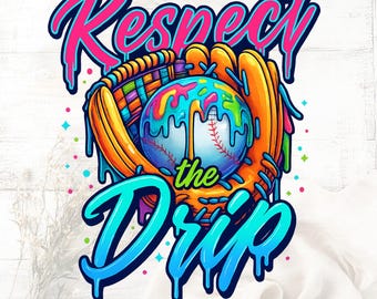 Baseball Drip PNG: Retro Game Day Sublimation Design (Digital Download
