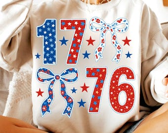 Patriotic 4th of July PNG: Red White Blue Stars Bows (Digital Download