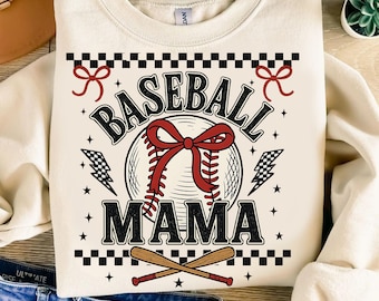 Baseball Mama PNG: Retro Coquette Bow, Game Day Shirt (Digital Download)