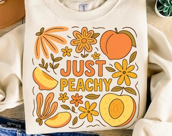 Just Peachy PNG: clipart retro bloemenperzik (digitale download)