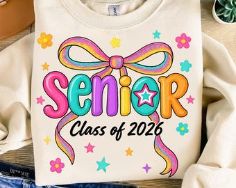 Senior 2026 Graduation PNG: Coquette Bow Clipart (Digital Download