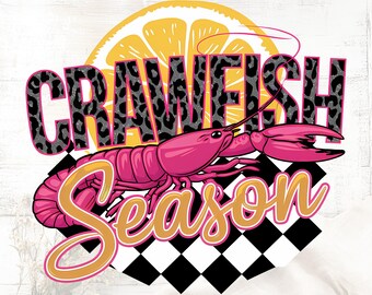 Retro Crawfish Season PNG: Louisiana Seafood Boil Design (Digital Download)