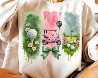 "Aquarell Golf Shirt PNG - ""Golf Cart"" Clipart (digitaler Download)"