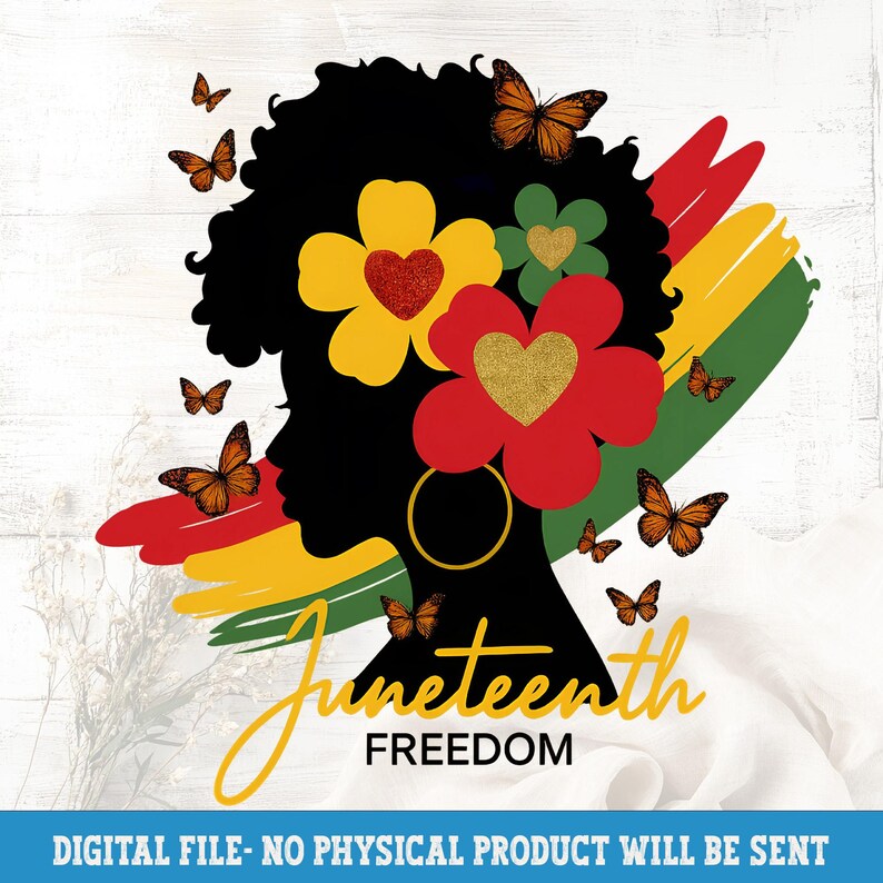 Juneteenth Freedom PNG: Black Woman Silhouette, Afro Art (digital ...