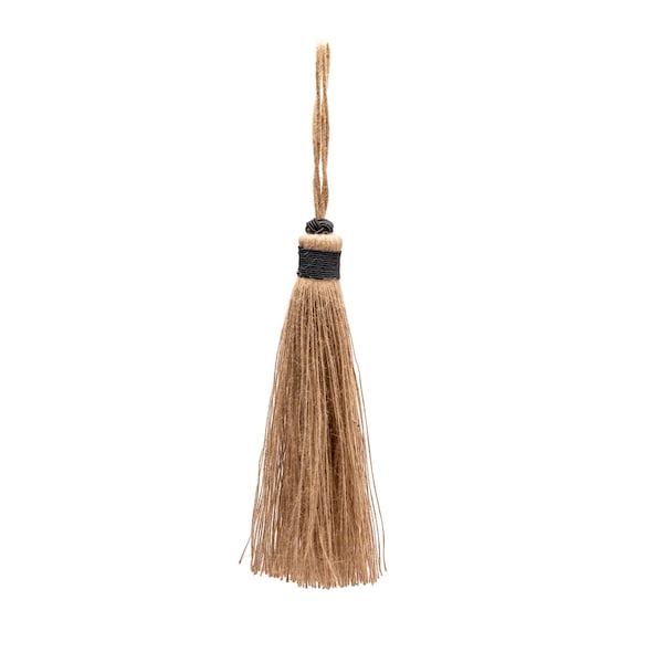 Moroccan Pompom, Decorative Tassel, Natural Fibers, 35 cm, Brown and Black