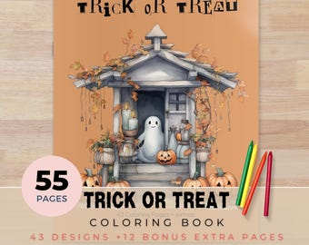 Halloween Coloring Book | 55 Spooky Designs (Printable PDF A4/US Letter