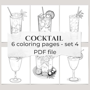 Dibujos para colorear de cócteles: Descarga digital para aliviar el estrés
