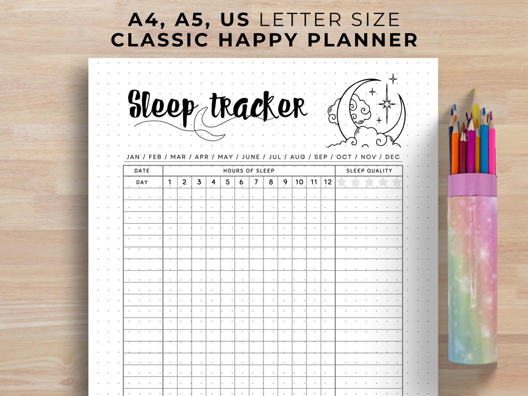 Monthly Sleep Tracker: Printable Journal Page for Happy Planner ...