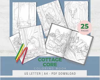Cottagecore Coloring Book – 25 Cozy Floral & Nature Pages | Printable PDF