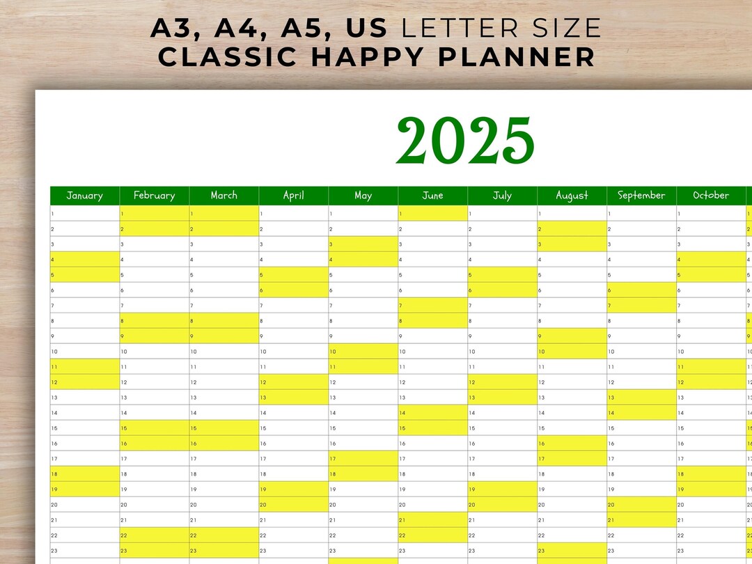 2025 Year Planner Printable: Minimalist One-page Calendar (digital