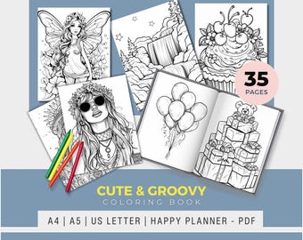 Hippie Coloring Book – 35 Groovy Designs (PDF)