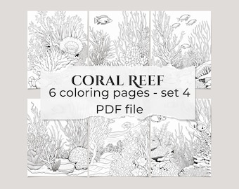 Coral Reef Coloring Book: Animals & Fish Pages (Instant Download)