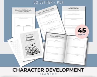 Character Development Workbook - Printable Planner for Writers - Writing Tools for Authors - PDF - US Letter