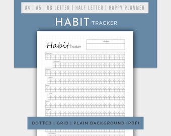 Yearly Habit Tracker Printable: A4 A5 Happy Planner Insert (Digital Download)