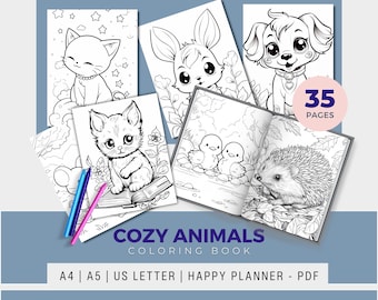 Kolorowanka ze zwierzętami Kawaii – 35 przytulnych wzorów (do pobrania w wersji cyfrowej)