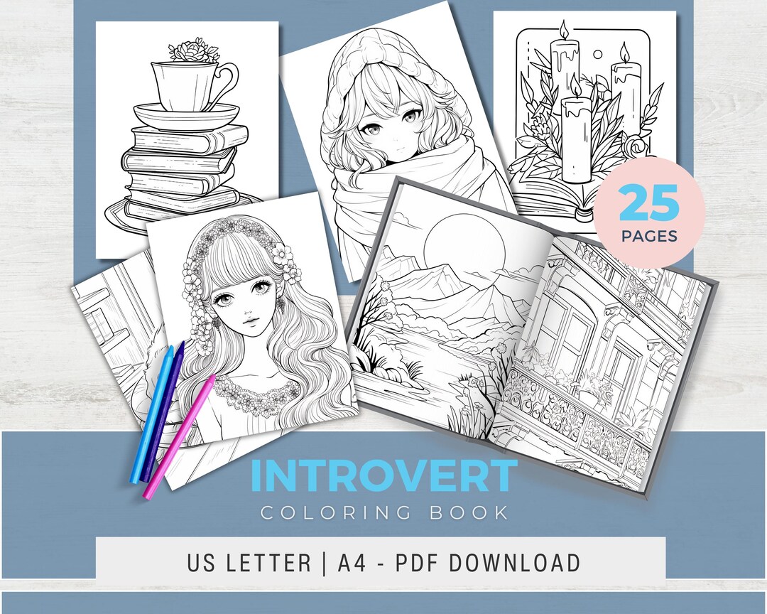 Introvert Coloring Book | Calm, Cozy & Quiet Coloring Pages (PDF) - Etsy