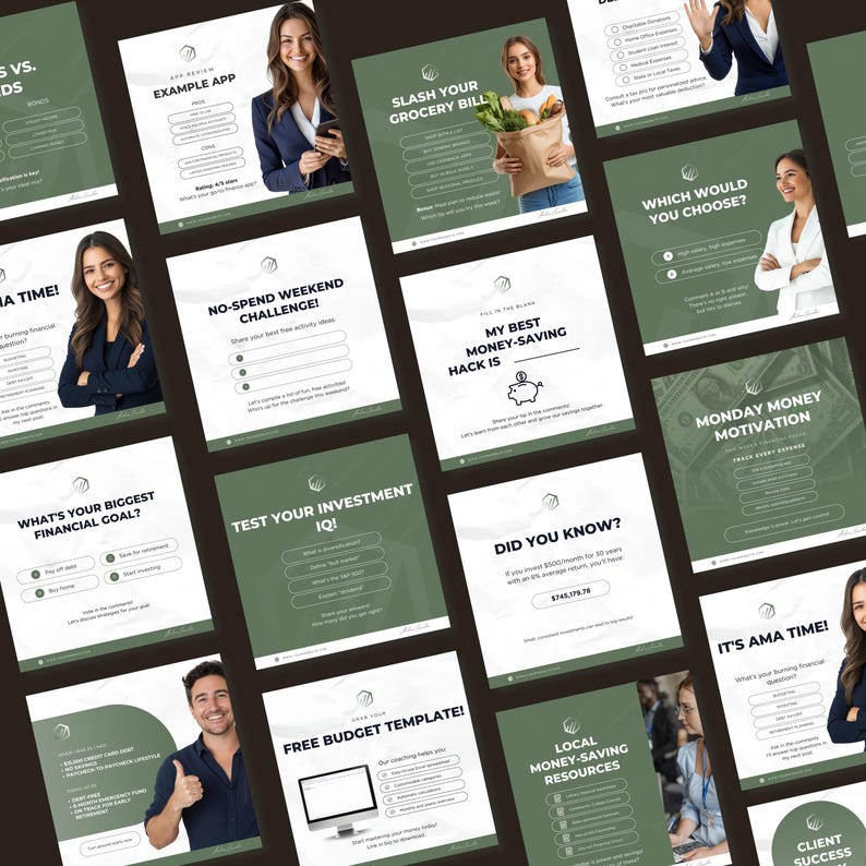 Customizable Financial Coach Social Media Post Templates - Editable ...
