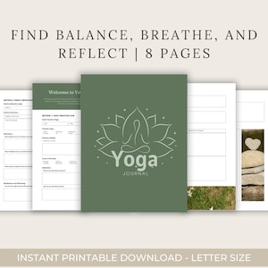 Yoga Journal Printable - Digital Meditation Journal - Wellness Tracker - Yoga Routine Log