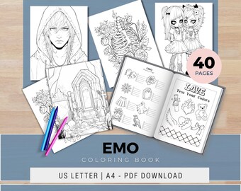 Libro para colorear emo / Diseños góticos kawaii para adolescentes y adultos (PDF)
