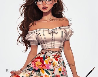 Beautiful Woman, stylish, elegant with glasses