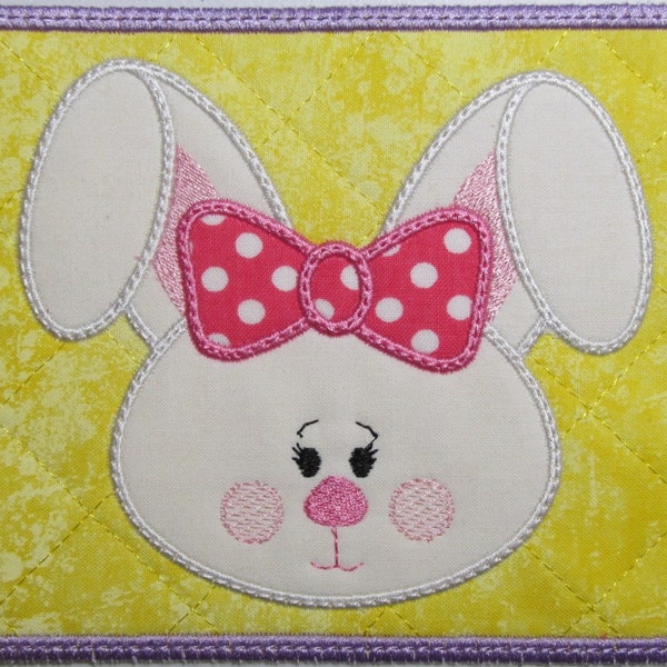 Machine Embroidery Design-Mug Rug-Applique' Easter Bunny with 2 sizes, 5x7 and 6x10 hoops