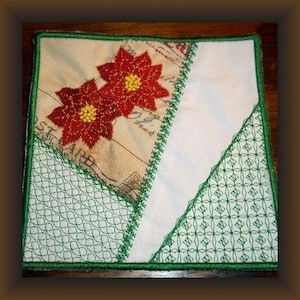 Machine Embroidery Design- Poinsettia-Crazy Quilt Block-4 sizes included!