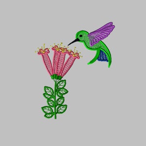 Machine Embroidery Design- Hummingbird Colorline #06 with 3 sizes Included!