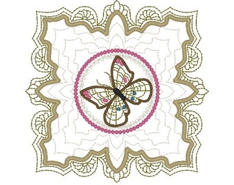 Machine Embroidery Design- Butterfly 03-Quilt Block-3 sizes included!