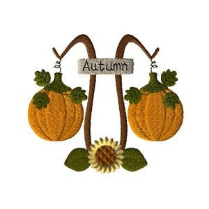 Machine Embroidery Design-Fabulous Fall-04-Hanging Pumpkins-4x4 hoop