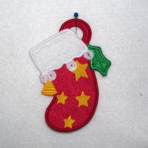 Machine Embroidery Design-FSL-Stocking Ornament for 4x4 Hoop.