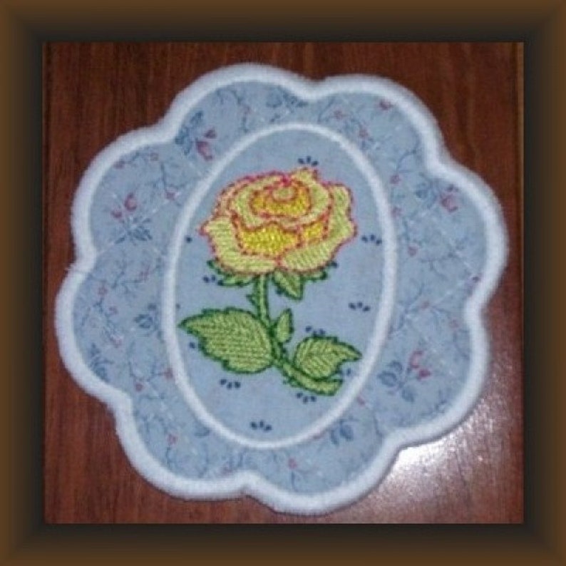 Machine Embroidery Designith Rose Coaster and Holder in 2 Etsy