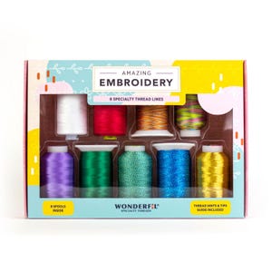 Embroidery Thread Sample Pack | Amazing Embroidery Novelty Pack by WonderFil | 9 Spools | Bright and Bold