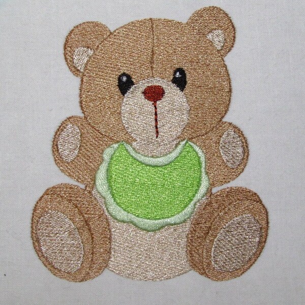 Machine Embroidery Design- 4x4 Hoop or larger-Baby-Toddler Design #09-Teddy Bear with Bib